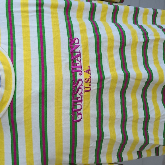 GUESS Produce Farmers Market Striped Shirt Mens XXL Short Sleeve Shirt VTG RARE - Picture 2 of 5